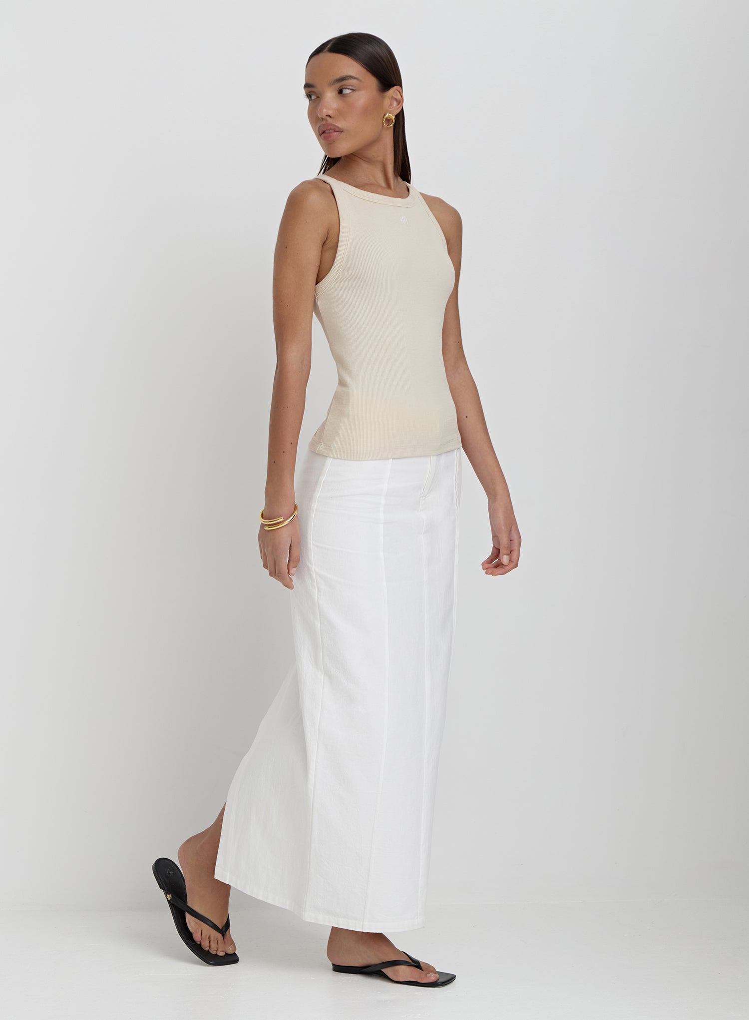 Beige Ribbed 4th Racer Vest